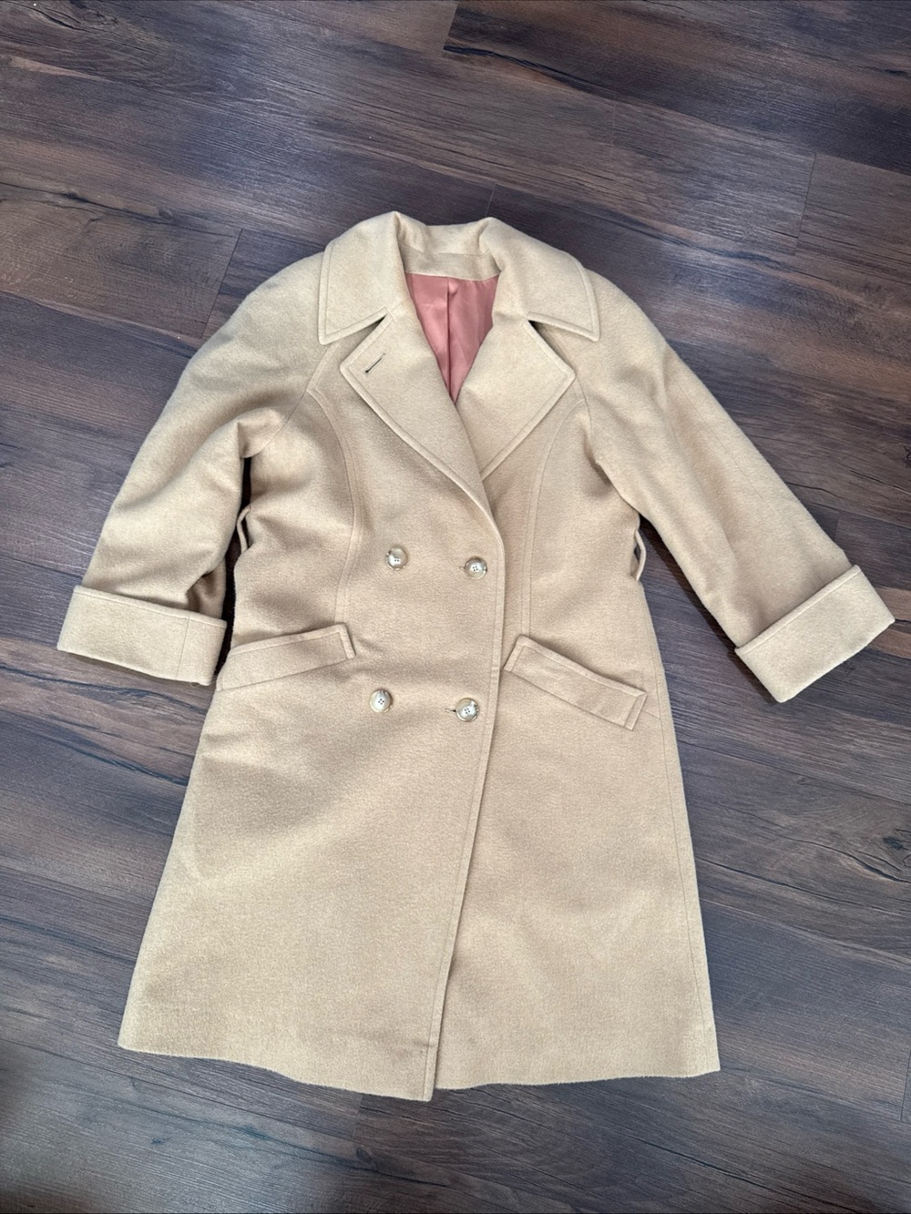 Vintage Nordstrom Gallery 100% Camel Hair Satin Lined Coat
